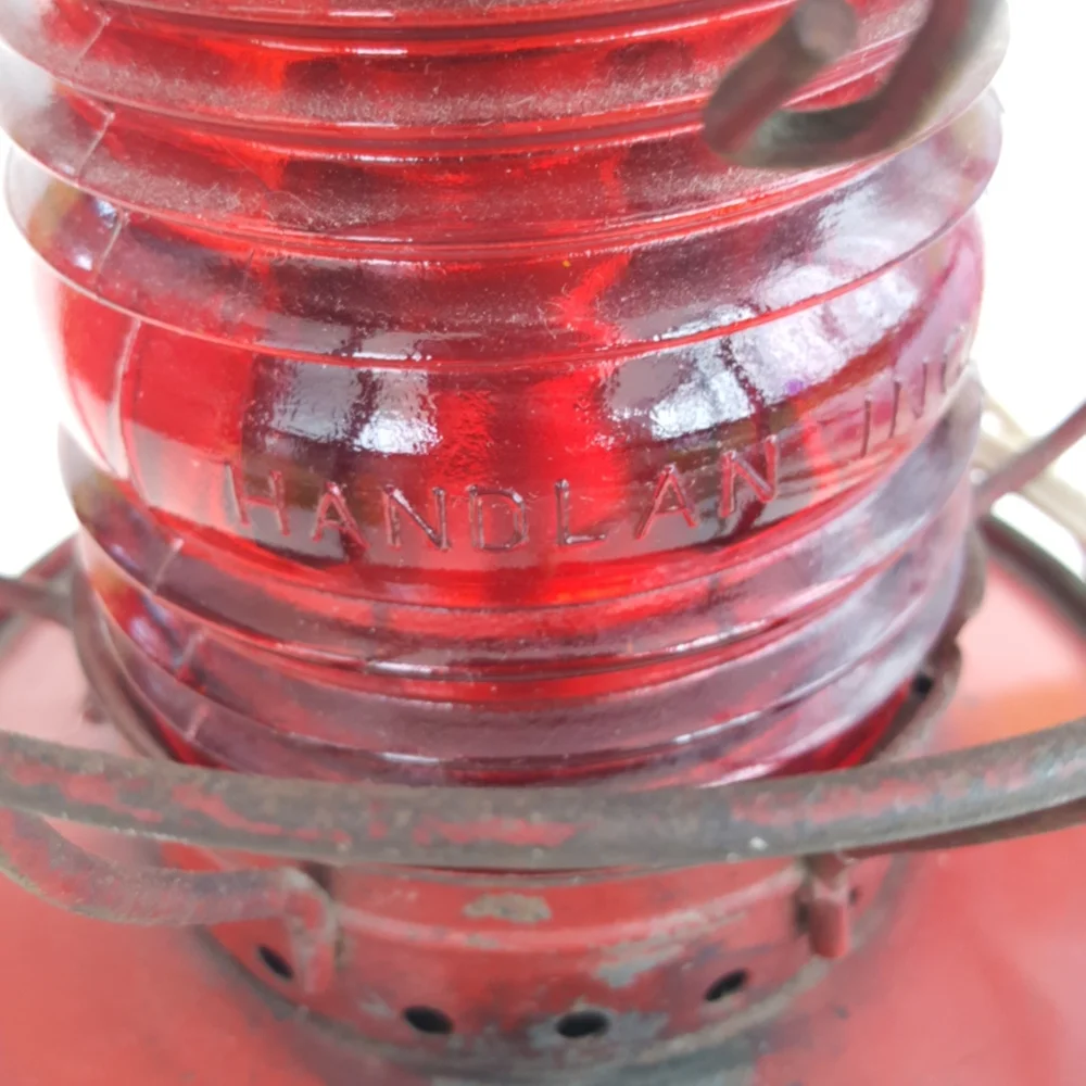 Lantern Railroad Red Electric Vintage Metal Handlan St. Louis Patio Deck